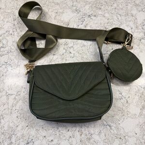 Olive Green handbag with pouch by Urban expressions can be made a‎ bum bag